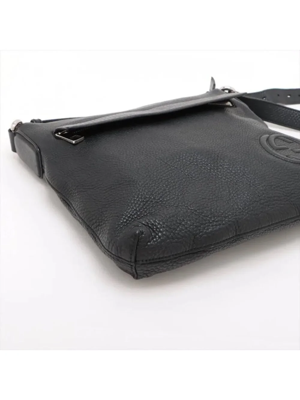 Gucci Interlocking Leather Shoulder Bag Crossbody Messenger Black